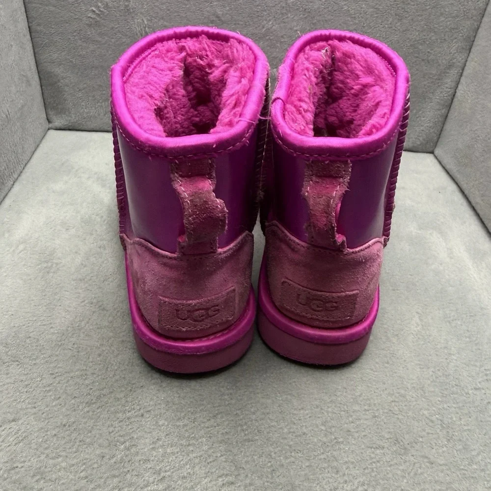 UGG Classic Mini Iridescent Pink Metallic Leather Boots Women's Size 5